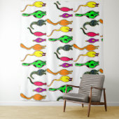 Kleurrijk kattenpeuterpatroon wandkleed (In situ)