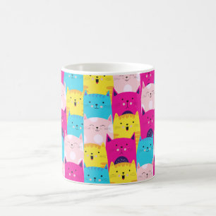 Kleurrijk Kawaii Cute Kat Patroon voor Kat Liefheb Koffiemok