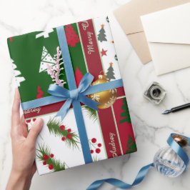 Kleurrijk kerst inpakpapier met tekst