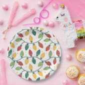 Kleurrijk kerst lichtjespatroon  papieren bordje (Feest)