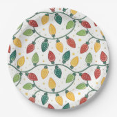 Kleurrijk kerst lichtjespatroon  papieren bordje (Voorkant)