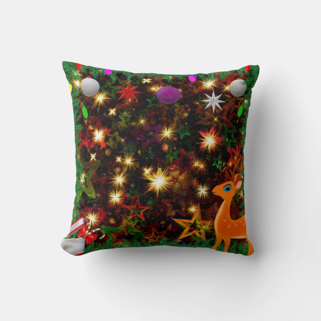 Kleurrijk Kerst & Nieuwjaar Sierkussen (Voorkant)