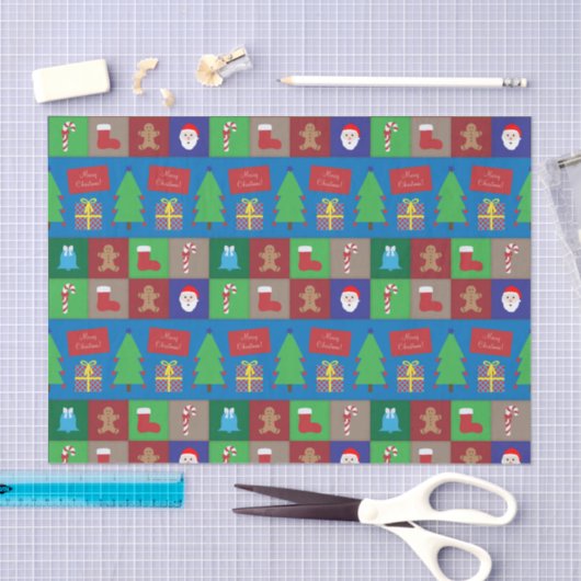 Kleurrijk Kerst Patroon Tissue Papier (Craft)