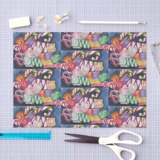 Kleurrijk Kerst Snoep Tissue Papier (Craft)