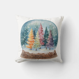 Kleurrijk Kerstboom Bos in Sneeuwbol Kussen