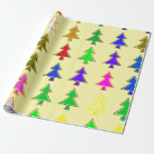 Kleurrijk kerstboom winter inpakpapier (Uitgerold)