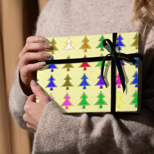 Kleurrijk kerstboom winter inpakpapier