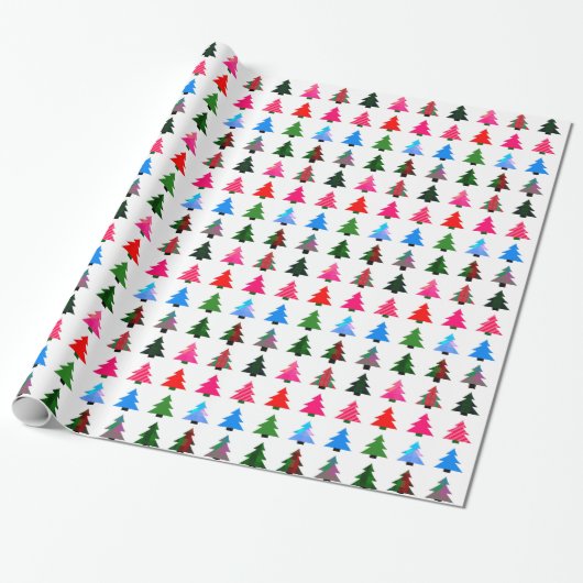 Kleurrijk kerstboominpakpapier cadeaupapier (Uitgerold)