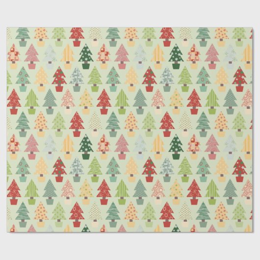 Kleurrijk kerstboompapier cadeaupapier (Vlak)