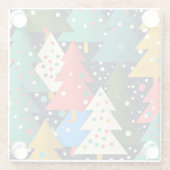 Kleurrijk kerstboompatroon glazen onderzetter (Achterkant)