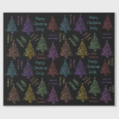 Kleurrijk kerstboompatroon met naam cadeaupapier (Vlak)