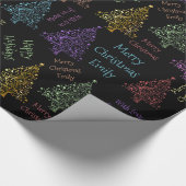 Kleurrijk kerstboompatroon met naam cadeaupapier (Hoek)