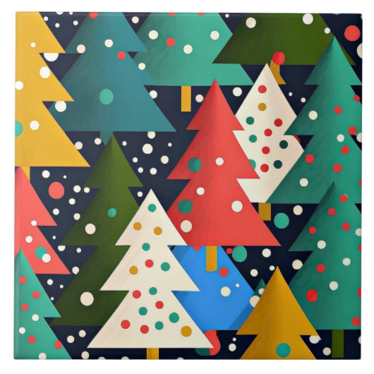Kleurrijk kerstboompatroon tegeltje (Voorkant)