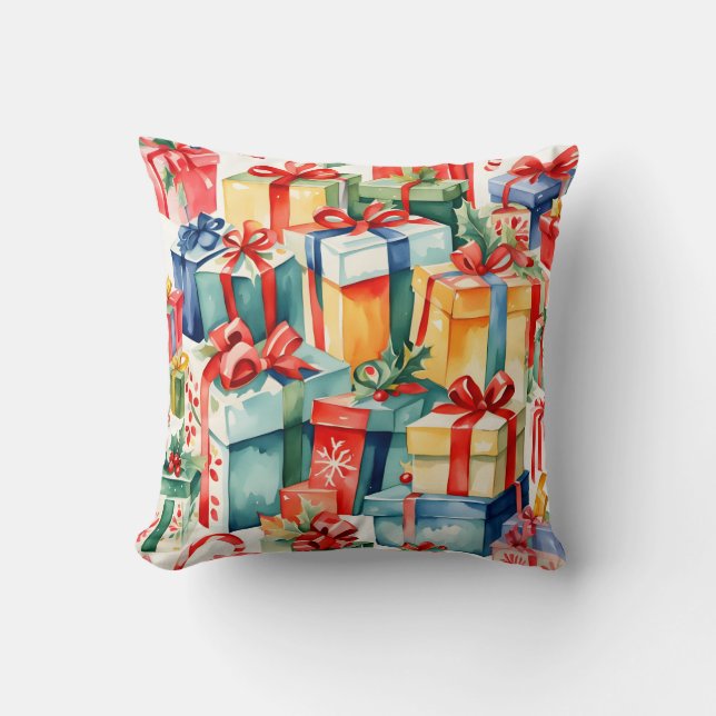 Kleurrijk Kerstcadeaus Patroon  Kussen (Voorkant)