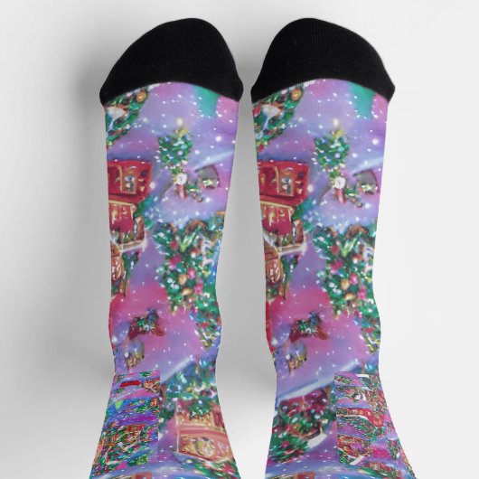 Kleurrijk kerstdorp met huizen en bomen sokken (Top)