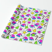 Kleurrijk kerstfeest naadloos patroon cadeaupapier (Uitgerold)