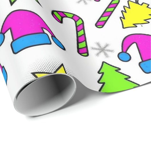 Kleurrijk kerstfeest naadloos patroon cadeaupapier (Rol Hoek)