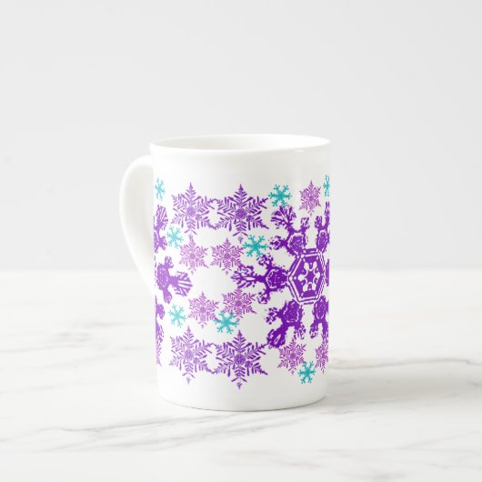 Kleurrijk kerstfeest Snowflake Bone China Porselein Kop (Links)