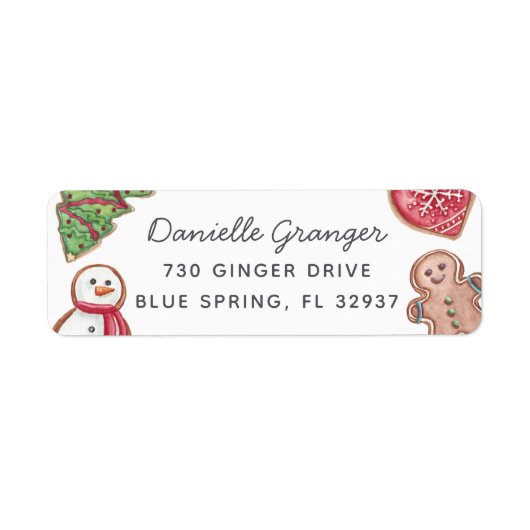 Kleurrijk kerstfeestdag Cookie Return-adres Etiket (Voorkant)