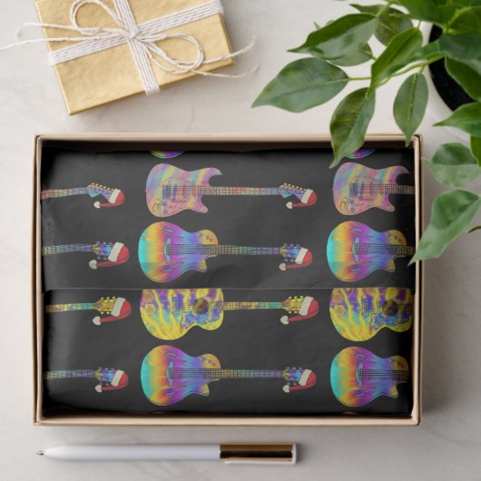 Kleurrijk kerstgitaarpatroon tissuepapier (Geschenk)