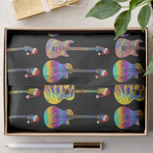 Kleurrijk kerstgitaarpatroon tissuepapier