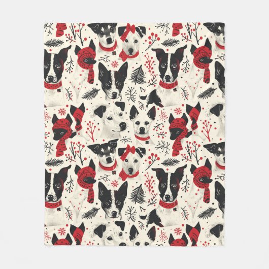 Kleurrijk kersthonden patroon fleece deken (Voorkant)