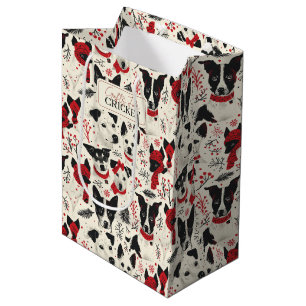 Kleurrijk kersthonden patroon medium cadeauzakje
