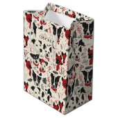 Kleurrijk kersthonden patroon medium cadeauzakje (Achterkant Gekanteld)