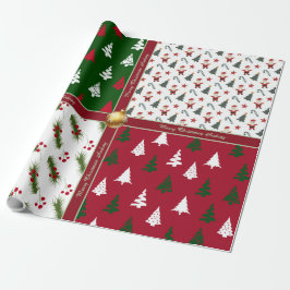 Kleurrijk kerstinpakpapier met tekst cadeaupapier