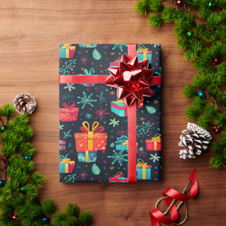 Kleurrijk kerstinpakpapier ontwerp cadeaupapier