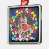 Kleurrijk kerstlampje Blauwe Overweging Moment Metalen Ornament (Links)