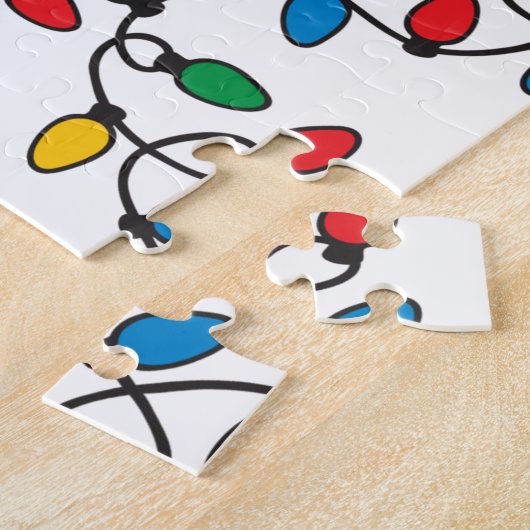 Kleurrijk kerstlampje moeilijk legpuzzel (Zijkant)