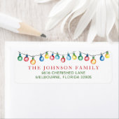 Kleurrijk kerstlampje Terug Adres Label (Insitu)