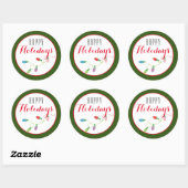 Kleurrijk kerstlicht Happy Holiday/Green Ronde Sticker (Vel)