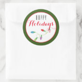 Kleurrijk kerstlicht Happy Holiday/Green Ronde Sticker (Tas)