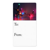 Kleurrijk kerstlicht Label (Voorkant)
