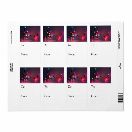 Kleurrijk kerstlicht Label (Full Sheet)