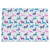 Kleurrijk Kerstmis Rendier Patroon Groot Cadeauzakje (Voorkant)