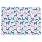 Kleurrijk Kerstmis Rendier Patroon Groot Cadeauzakje (Achterkant)