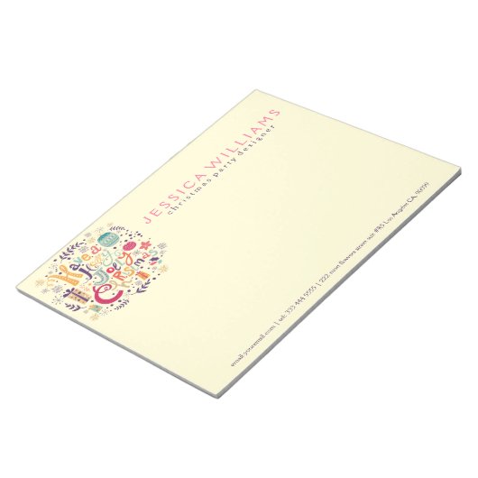 Kleurrijk kerstontwerp met Retro-kerstmis Notitieblok (Schuin)