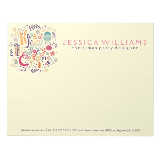 Kleurrijk kerstontwerp met Retro-kerstmis Notitieblok (Voorkant)