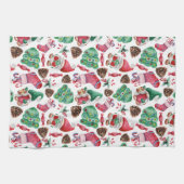 Kleurrijk kerstontwerp voor Waterverf Theedoek (Horizontaal)