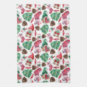 Kleurrijk kerstontwerp voor Waterverf Theedoek (Verticaal)