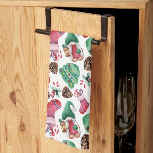 Kleurrijk kerstontwerp voor Waterverf Theedoek (Derde Gevouwen)