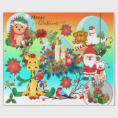 Kleurrijk kerstpapier voor dieren cadeaupapier (Vlak)