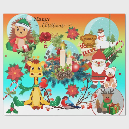 Kleurrijk kerstpapier voor dieren cadeaupapier (Vlak)