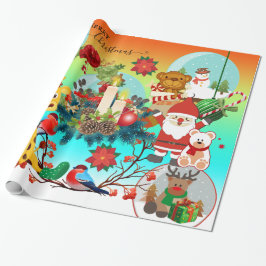 Kleurrijk kerstpapier voor dieren cadeaupapier