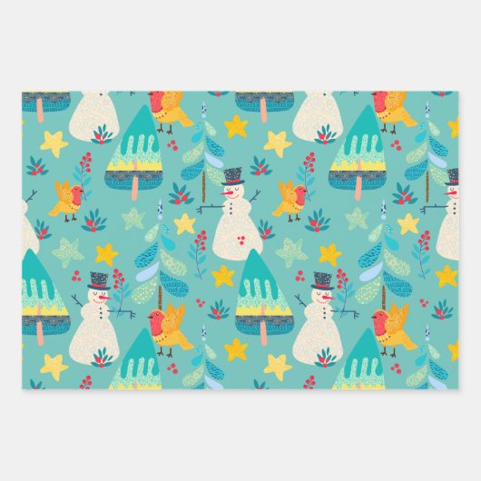 Kleurrijk kerstpatroon, aangepaste achtergrond inpakpapier vel (Voorkant 2)