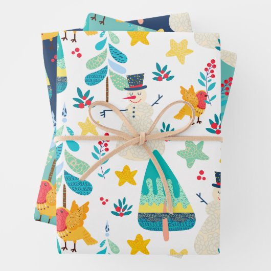 Kleurrijk kerstpatroon, aangepaste achtergrond inpakpapier vel (In situ)