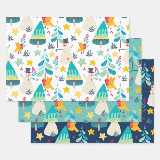 Kleurrijk kerstpatroon, aangepaste achtergrond inpakpapier vel (Set)